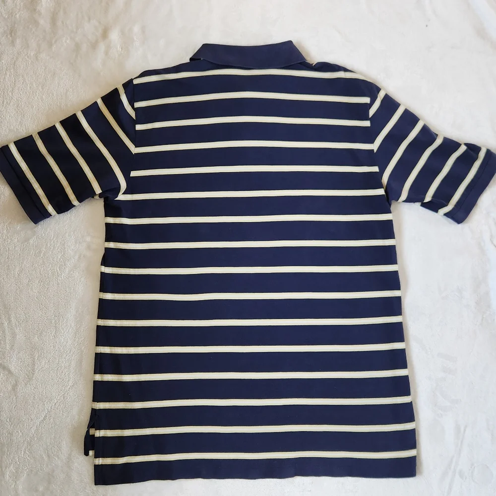 Vtg Polo Golf Ralph Lauren Mens XL Striped Navy‎ Yellow White Pima Cotton